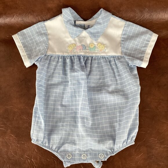 Vintage Bryan Infant 0-3mo Baby Boy Romper One Piece Easter Chicks Outfit USA - Picture 6 of 6